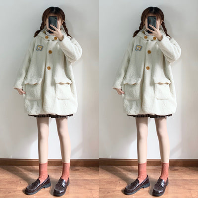 Abrigo de Lana de Cordero y Algodón para Mujer - Perfecto para Otoño e Invierno - Image 2
