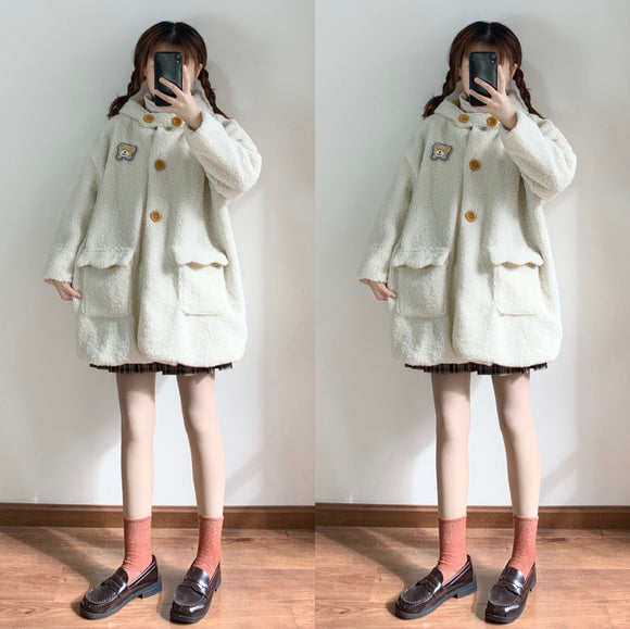 Abrigo de Lana de Cordero y Algodón para Mujer - Perfecto para Otoño e Invierno