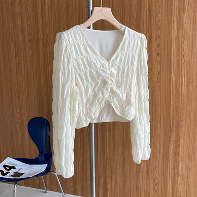 Blusa de Chifón con Escote V y Diseño Plisado - Image 14