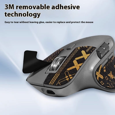 Red and black anti-slip sticker set with geometric and text patterns for Logitech MX Master 3s mouse. - Image 21