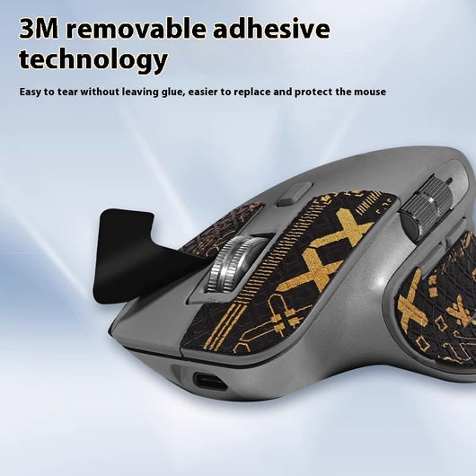 Red and black anti-slip sticker set with geometric and text patterns for Logitech MX Master 3s mouse. - Image 21