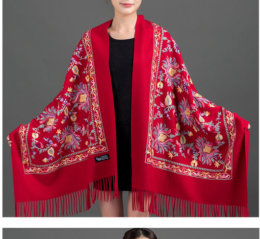 Bufanda Cashmere Tibetana Bordada Gruesa para Invierno - Image 26