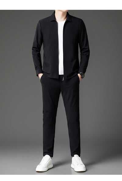 Conjunto de Dos Piezas para Hombre: Cardigan con Cierre y Pantalones Trendy Otoño - Image 13