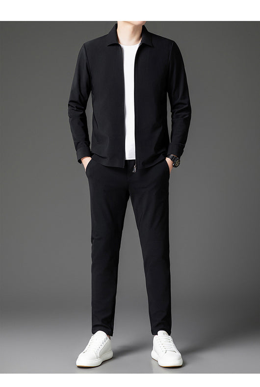 Conjunto de Dos Piezas para Hombre: Cardigan con Cierre y Pantalones Trendy Otoño - Image 13
