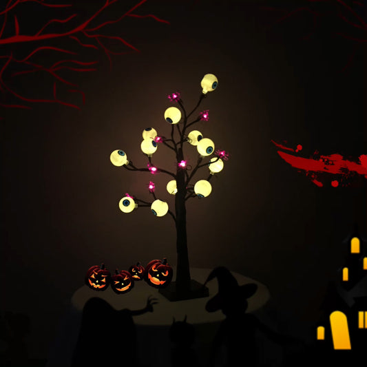 Lámpara LED de Escritorio con Ojos Fantasma para Halloween - Decoración de Terror