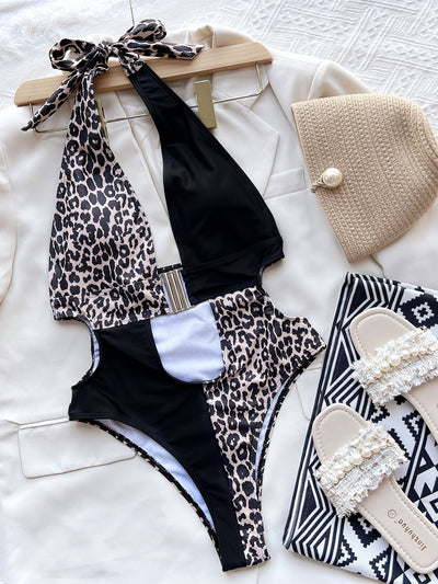 Bikini Estampado Leopardo con Patchwork para Mujer - Image 4