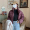Chaqueta Acolchada Corta con Cuello Alto Estilo Americano para Mujer