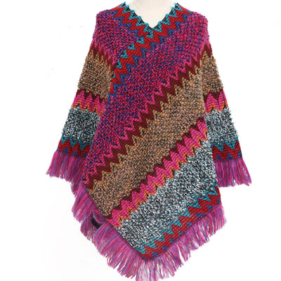 Poncho Étnico Multicolor Cálido para Otoño e Invierno - Image 10