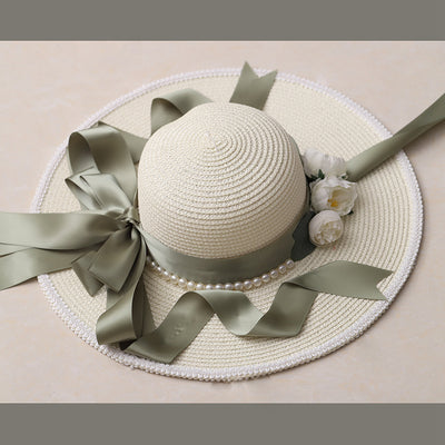 Sombrero de Paja para Mujer con Protección Solar y Lazo Decorativo - Image 8