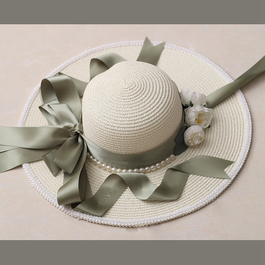 Sombrero de Paja para Mujer con Protección Solar y Lazo Decorativo - Image 8