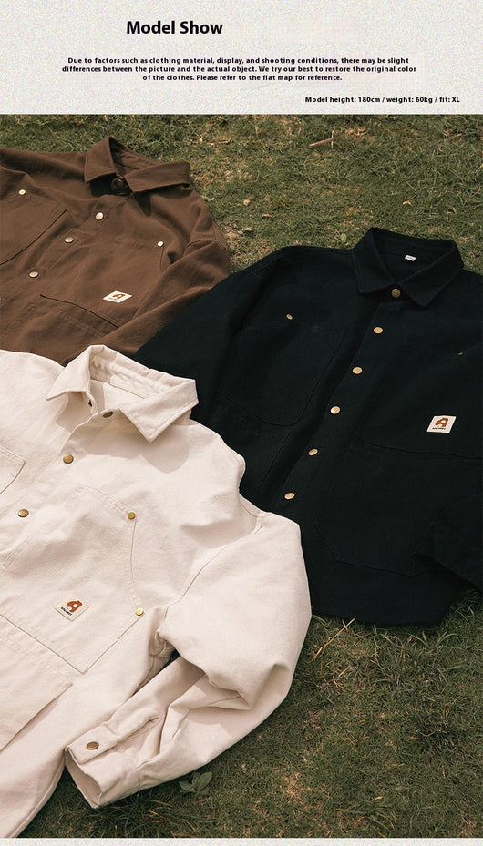 Camisa Retro Americana de Algodón Lavado con Manga Larga - Image 22