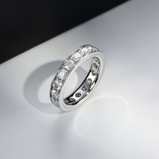 Anillo de Moissanita para Mujer Plata 925 con Diamantes en Línea Simple - Image 7