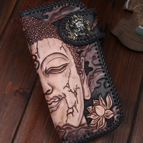Billetera de Cuero Genuino Grabado para Hombre