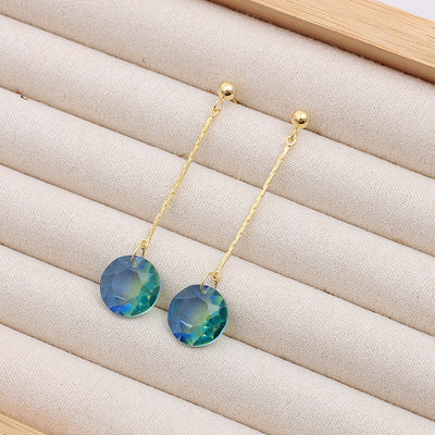 Aretes Largos de Cristal Transparente con Flecos Brillantes - Image 7