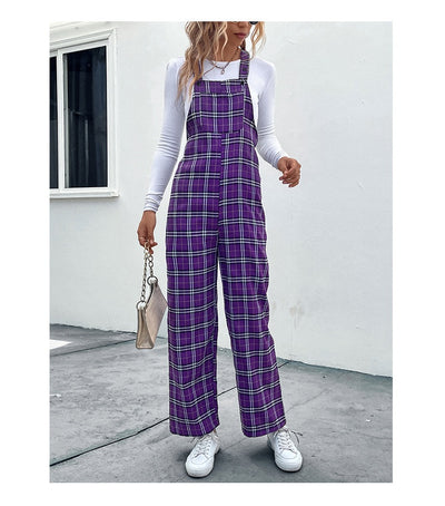 Jumpsuit Casual de Cuadros con Tirantes Finos para Mujer - Image 8