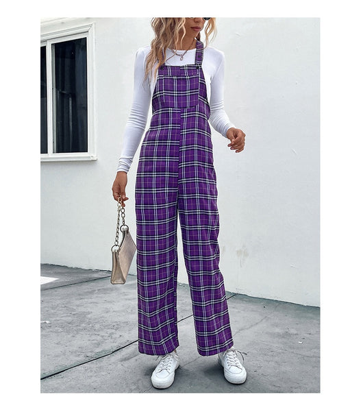 Jumpsuit Casual de Cuadros con Tirantes Finos para Mujer - Image 8