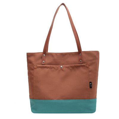 Bolsa de Hombro Estilo Asiático con Contraste de Colores - Gran Capacidad para Compras y Trabajo - Image 5