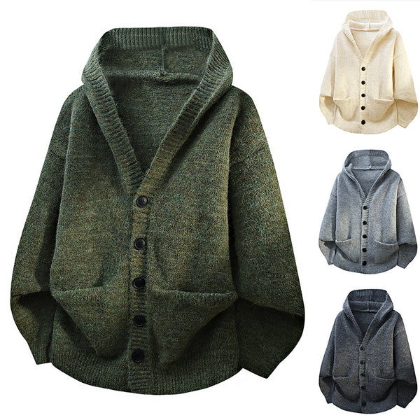 Cardigan Tejido Holgado con Capucha para Hombre