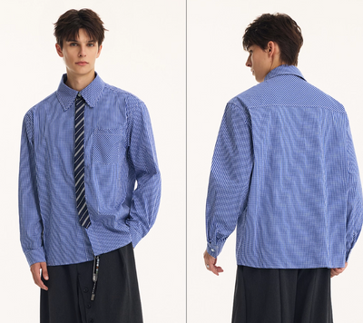 Camisa Manga Larga Falso Dos Piezas para Hombre Otoño Premium - Image 7