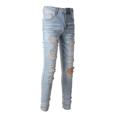 Pantalones Vaqueros Skinny Azules con Detalles Rotos - Image 3