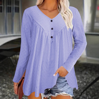 Blusa Casual de Manga Larga con Escote en V para Mujer - Image 4