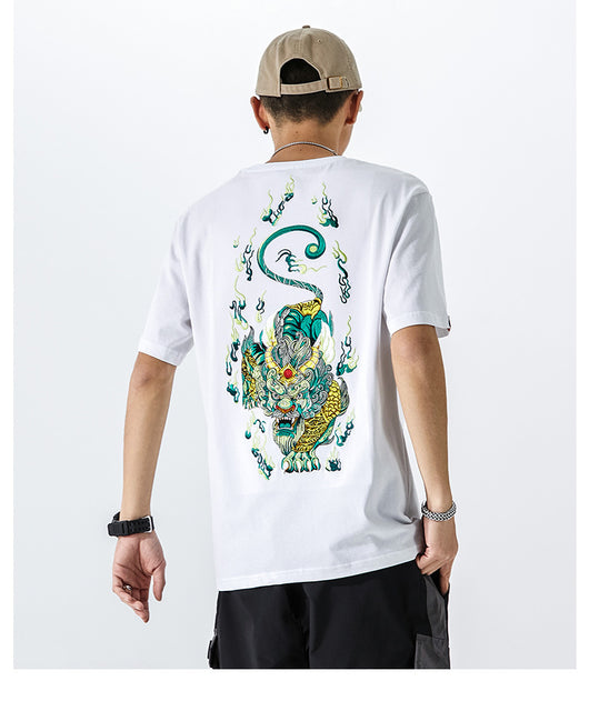 Camisa de Algodón Pixiu Bordada para Hombre - Estilo Industrial - Image 12