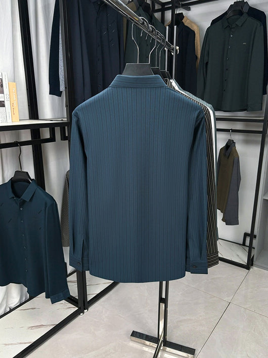 Camisa de Rayas Verticales para Hombre - Primavera y Otoño - Image 13