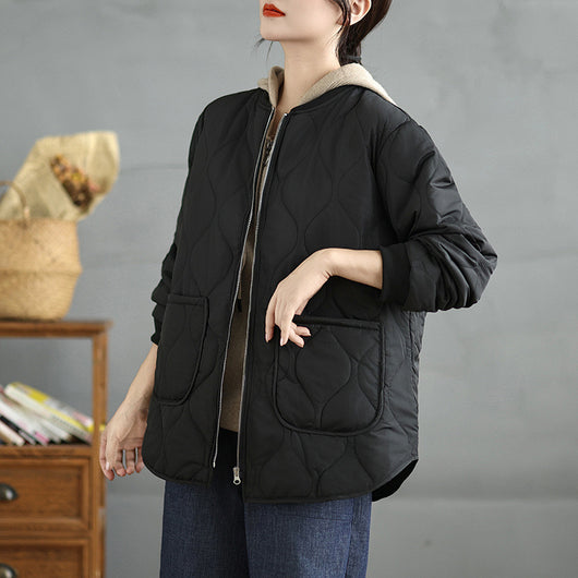 Abrigo de Algodón Casual Cuello Redondo Talla Grande - Image 6