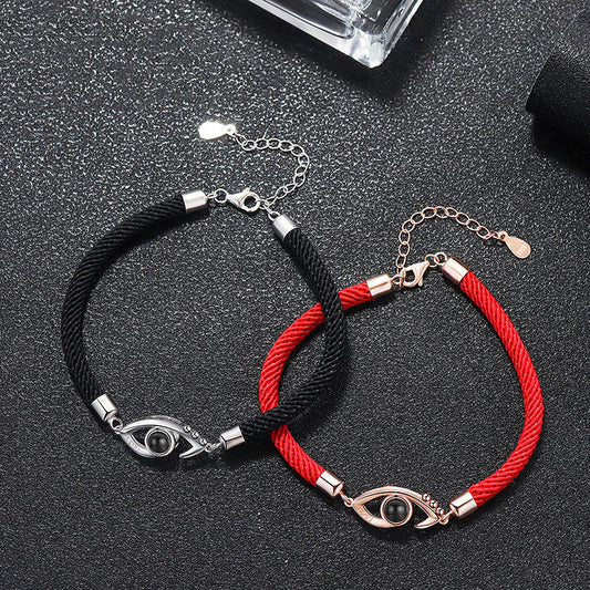 Pulsera de Pareja en Plata S925 con 100 Idiomas de Amor
