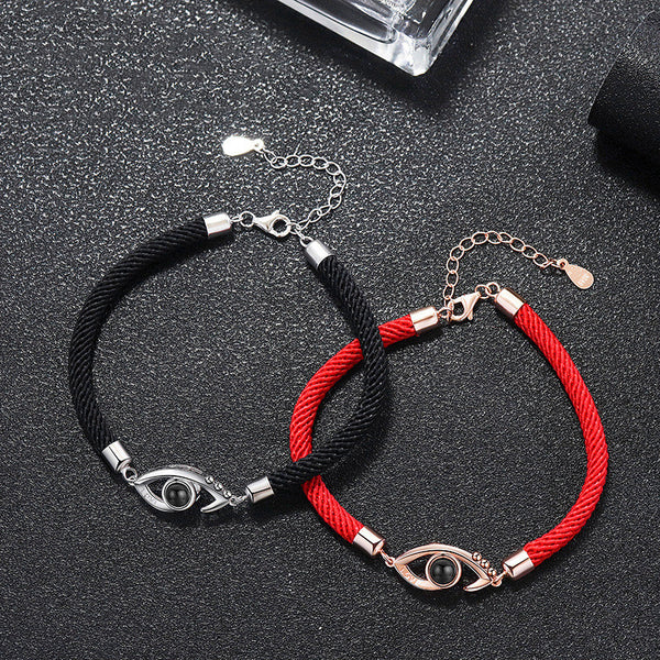 Pulsera de Pareja en Plata S925 con 100 Idiomas de Amor