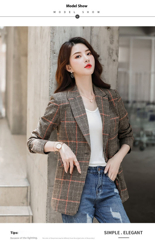 Blazer Cuadriculado Mujer con Cintura Ajustada - Image 14