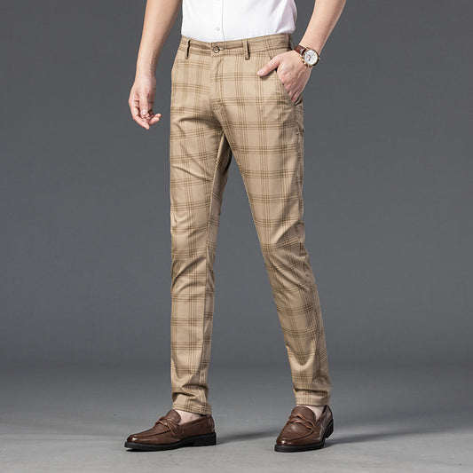 Pantalones a Cuadros Rectos Modernos para Hombre