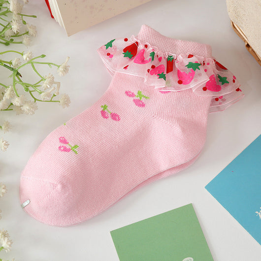 Calcetines de Fresa con Encaje para Niñas - Algodón Suave - Image 10