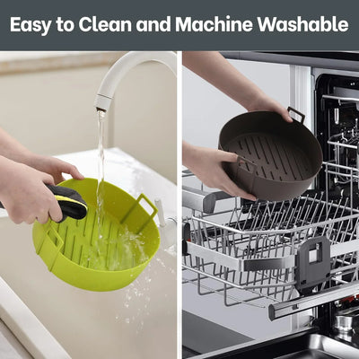 Air Fryer Silicone Liners 4 QT for Ninja AF101, 2 Pack BPA Free Platinum Air Fryer Basket Liners with Handle, round Ninja Reusable Fryer Accessories - Tekeno