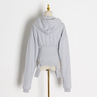 Sudadera con Capucha Ajustada al Cuerpo Cuello en V - Image 10
