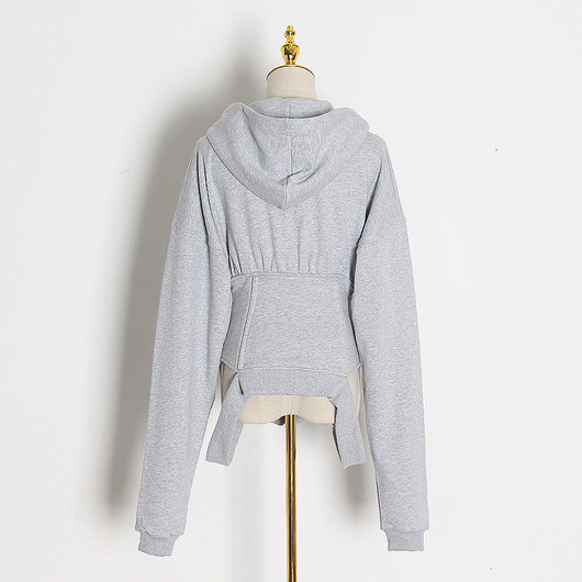 Sudadera con Capucha Ajustada al Cuerpo Cuello en V - Image 10