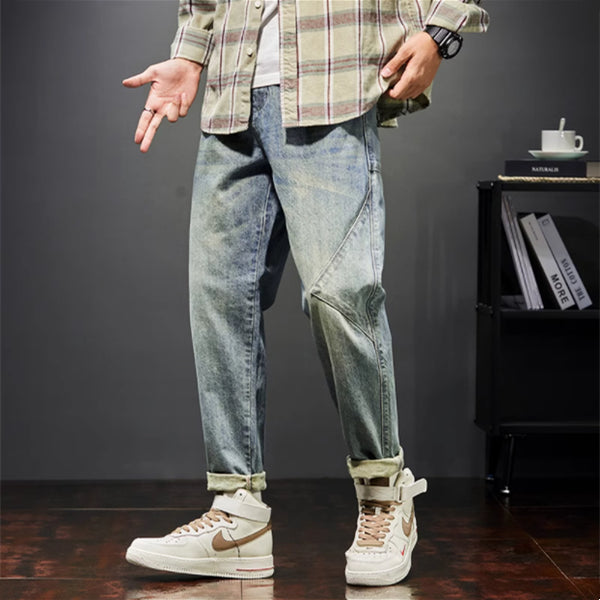 Pantalón Vaquero Harem Oversize Cintura Alta - Corte Recto Tres Cuartos