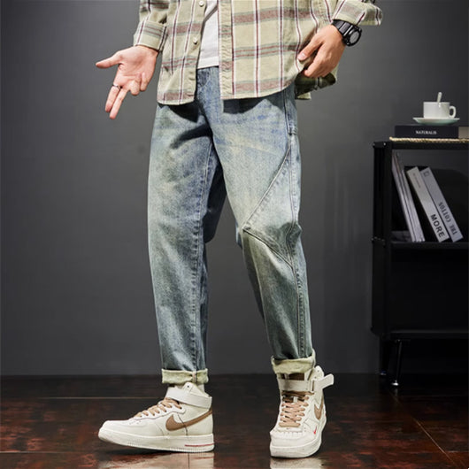 Pantalón Vaquero Harem Oversize Cintura Alta - Corte Recto Tres Cuartos