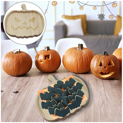 Bandeja de Madera Halloween Calabaza y Fantasma para Decoración del Hogar - Image 4