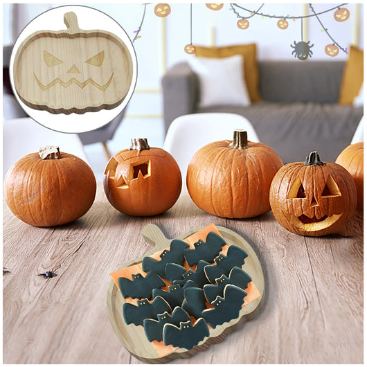 Bandeja de Madera Halloween Calabaza y Fantasma para Decoración del Hogar - Image 4