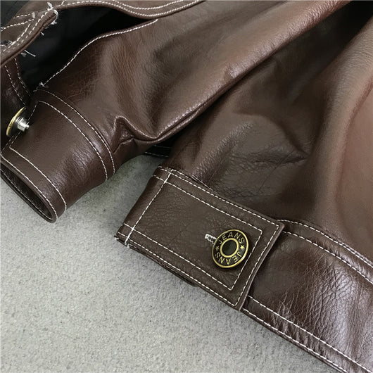 Chaqueta de Cuero PU para Motocicleta Mujer con Bolsillos Grandes y Costuras Topstitched - Image 28