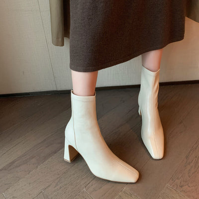 Botas de Tacón Alto Estilo Francés en Cuero Genuino para Mujer - Image 2