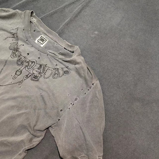 Polera Manga Corta Estilo Vintage Remodelada - Image 2