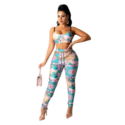 Pantalones Ajustados Estampados Sexy de Dos Piezas - Image 3
