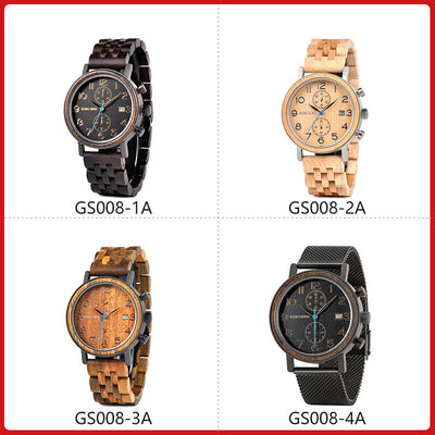 Reloj de Madera GS008 Movimiento Cuarzo Resistente al Agua Estilo Casual Ejecutivo - Image 6