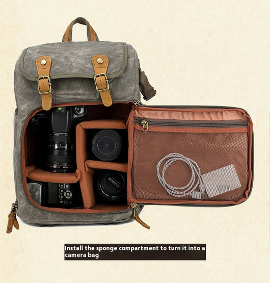 Mochila Cámara SLR Impermeable de Lona - Unisex Profesional - Image 11