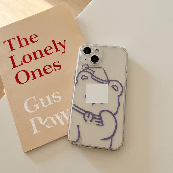 Funda Transparente para Móvil con Oso Kawaii - Protección Anticalda Ultrafina