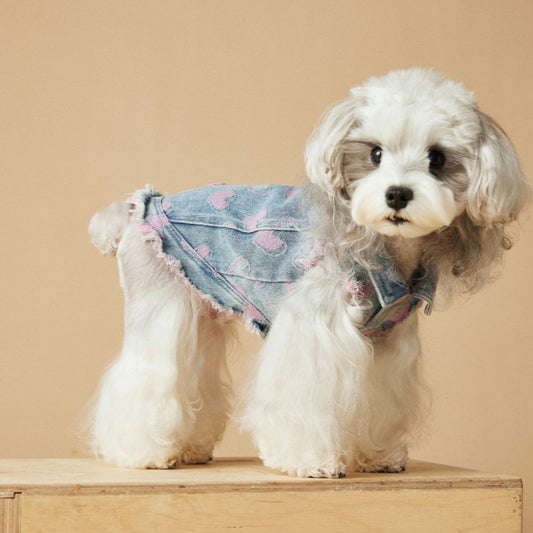 Chaleco Denim sin Mangas para Perros - Diseño Desgastado Love