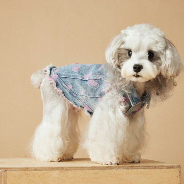 Chaleco Denim sin Mangas para Perros - Diseño Desgastado Love