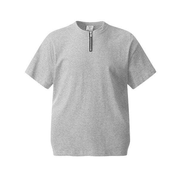 Playera Hombre Manga Corta con Cierre Decorativo en Color Sólido